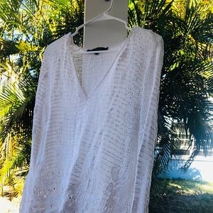 Love Stitch Small Lace Long Sleeve Sweater- White